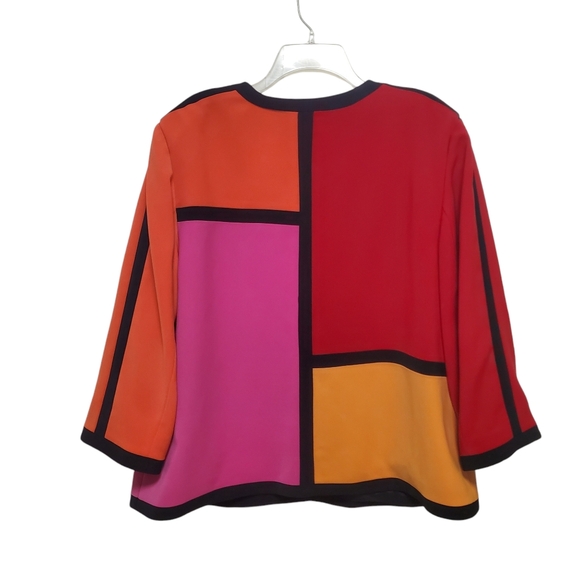 Vintage Sandra Oversized Colorblock Blazer Jacket Bold 20W - Picture 3 of 12
